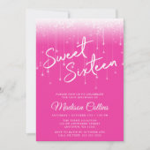 モダンライトホットピンクSweet16 招待状 (正面)