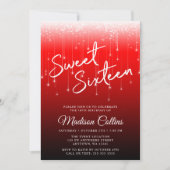 モダンライト 赤黒 Sweet 16 招待状 (正面)