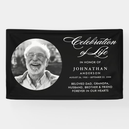 モダンライフスクリプエレガントトと写真のお祝い 横断幕 (横)