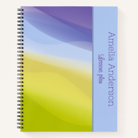 モダンライムブルーラベンダー名Teacher Planner ノートブック (正面)