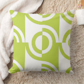 モダンライム – 緑と白の円形フラグメント クッション (ブランケット)