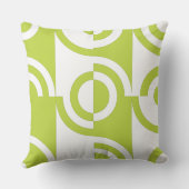 モダンライム – 緑と白の円形フラグメント クッション (裏面)