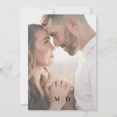 モダンライラックパープルカリグラフィーと写真の結婚式 招待状 (裏面)