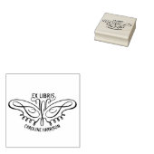 モダンラインアートの蝶のEx Libris本 ラバースタンプ (押印)