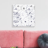 モダンラインアートハンドドローフローラガーリーデザイン キャンバスプリント (インサイチュ (リビング))