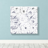 モダンラインアートハンドドローフローラガーリーデザイン キャンバスプリント (インサイチュ (ウッドフロア))