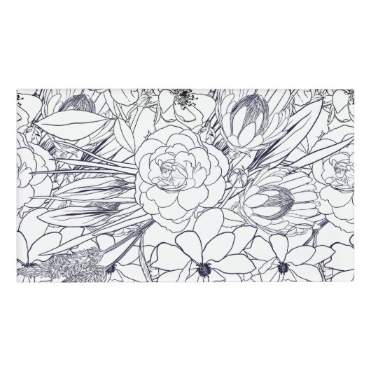 モダンラインアートハンドドローフローラガーリーデザイン 名札 (正面)