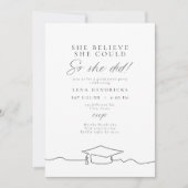 モダンラインアート彼女信じ卒業パーティー 招待状 (正面)