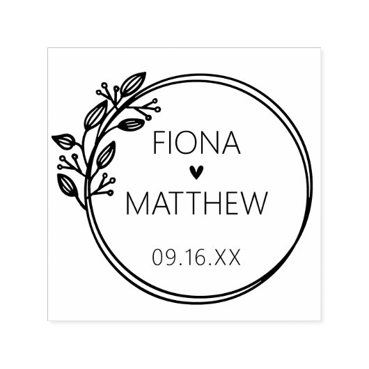 モダンラウレル円形ウェディング セルフインキングスタンプ (デザイン)