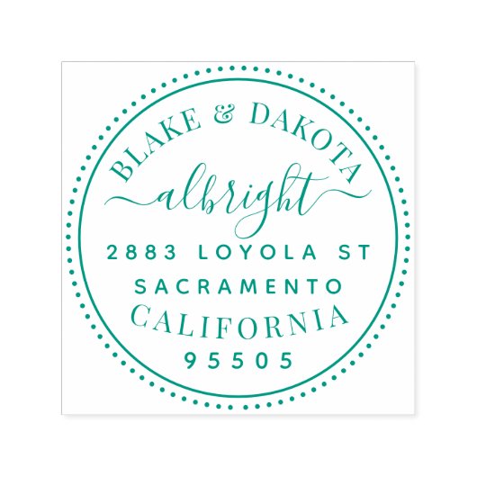 モダンラウンドエレガント結婚したカップル住所 セルフインキングスタンプ (デザイン)