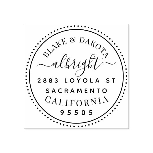 モダンラウンドエレガント結婚したカップル住所 ラバースタンプ (インプリント)