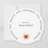 モダンラウンド、メリークリスマススタイルのポインセチア シーズンカード (裏面)