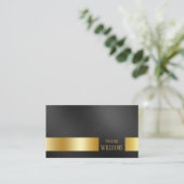 モダンラグジュアリーブラック&金ゴールドミニマ企業のリスト 名刺 (スタンド正面)