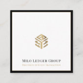 モダンラグジュアリー縁どブラック スクエア名刺 (正面)