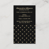 モダンラグジュアリー クラウンパターン ブラックゴールド 名刺 (裏面)