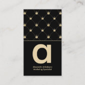 モダンラグジュアリー クラウンパターン ブラックゴールド 名刺 (正面)