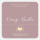 モダンラグジュアリー ゴールドハート タイポグラフィー キャンドル スクエアシール (正面)