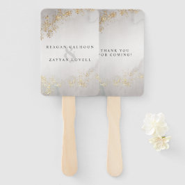 モダンラグジュアリー ゴールドフレック グレイミスト ウェディング ハンドファン