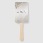 モダンラグジュアリー ゴールドフレック グレイミスト ウェディング ハンドファン (裏面)