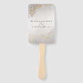 モダンラグジュアリー ゴールドフレック グレイミスト ウェディング ハンドファン (正面)