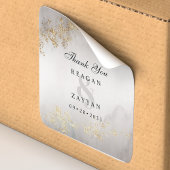 モダンラグジュアリー ゴールドフレック グレー ウェディング サンクス スクエアシール