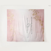 モダンラグジュアリー ゴールドフレック  ブッシュピンク ウェディングフォト タペストリー (正面(横))