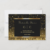 モダンラグジュアリー ゴールド ブラック スパークル サンキューカード (正面)