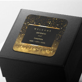 モダンラグジュアリー ゴールド ブラック スパークル スクエアシール