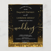 モダンラグジュアリー ゴールド ブラック スパークル 招待状 チラシ (正面)