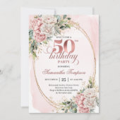モダンラグジュアリー ローズゴールド 50歳の誕生日パーティーの招待状 招待状 (正面)