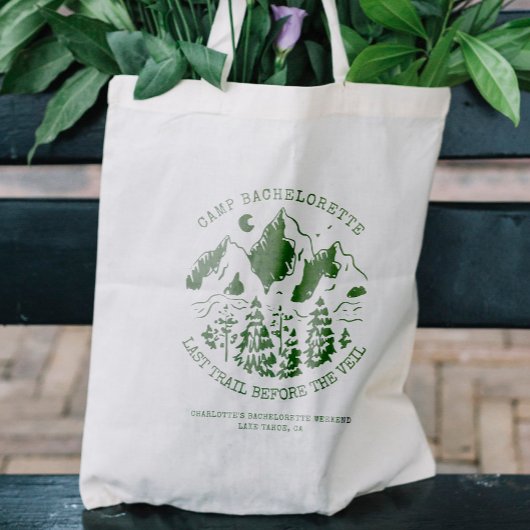 モダンラスティックなキャンプ独身パーティ トートバッグ