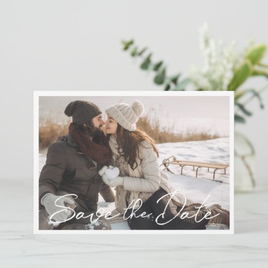 モダンラスティックフォトウェディング セーブザデート (スタンド正面)