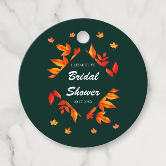 モダンラスティック オータムリーフ ブライダルシャワー フェイバータグ (正面)