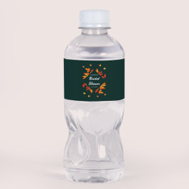 モダンラスティック オータムリーフ ブライダルシャワー ペットボトルラベル