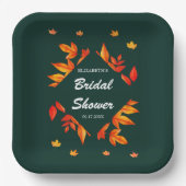 モダンラスティック オータムリーフ ブライダルシャワー ペーパープレート (正面)