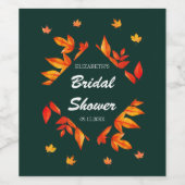 モダンラスティック オータムリーフ ブライダルシャワー ワインラベル (シングルラベル)