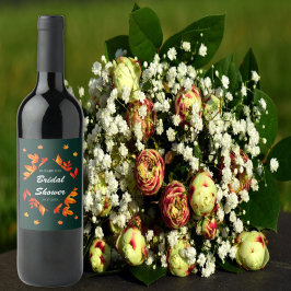 モダンラスティック オータムリーフ ブライダルシャワー ワインラベル