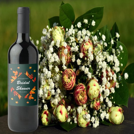 モダンラスティック オータムリーフ ブライダルシャワー ワインラベル