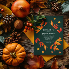 モダンラスティック オータムリーフ ブライダルシャワー 招待状