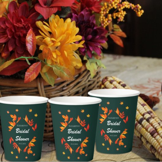 モダンラスティック オータムリーフ ブライダルシャワー 紙コップ