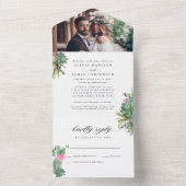 モダンラスティック カクタス サボテン フォト ボヘミア ウェディング オールインワン招待状 (内側)