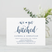 モダンラスティック ネイビーブルーのスクリプト 結婚式の秘密結婚 招待状 (スタンド正面)