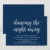 モダンラスティック ネイビーブルーのスクリプト 結婚発表パーティー 招待状 (正面/裏面)