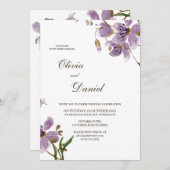 モダンラスティック パープルフラワー ウェディング招待状 招待状 (正面/裏面)