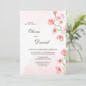 モダンラスティック ピンクの花 ウェディング インビテーション (スタンド正面)