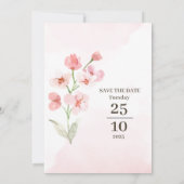 モダンラスティック ピンクの花 ウェディング インビテーション (裏面)