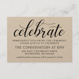 モダンラスティック ブラックスクリプト ウェディングレセプション エンクロージャーカード