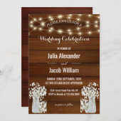 モダンラスティック ライト | 花瓶の花 | 結婚式 招待状 (正面/裏面)