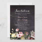 モダンラスティック ヴィンテージ フラワー 黒板結婚式 招待状 (正面)