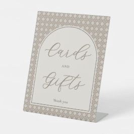 モダンラタン ウェディングシャワー カードとギフト 台座サイン